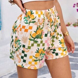 Lemon print high waisted shorts NWT